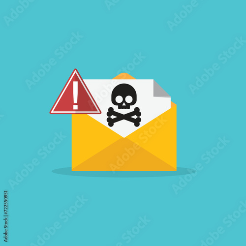Spamming mailbox icon. Email hacking and spam warning symbol. EPS10 Vector Illustration.