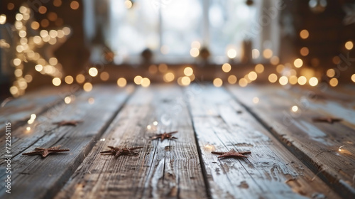 Wooden table adorned with array of vibrant lights. Perfect for adding touch of warmth and ambiance to any occasion