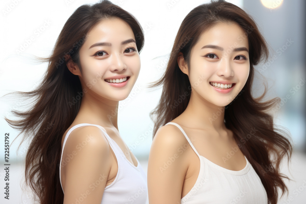 Two beautiful young women standing next to each other. Suitable for various concepts and themes Two beautiful young women standing next to each other. Suitable for various concepts and themes