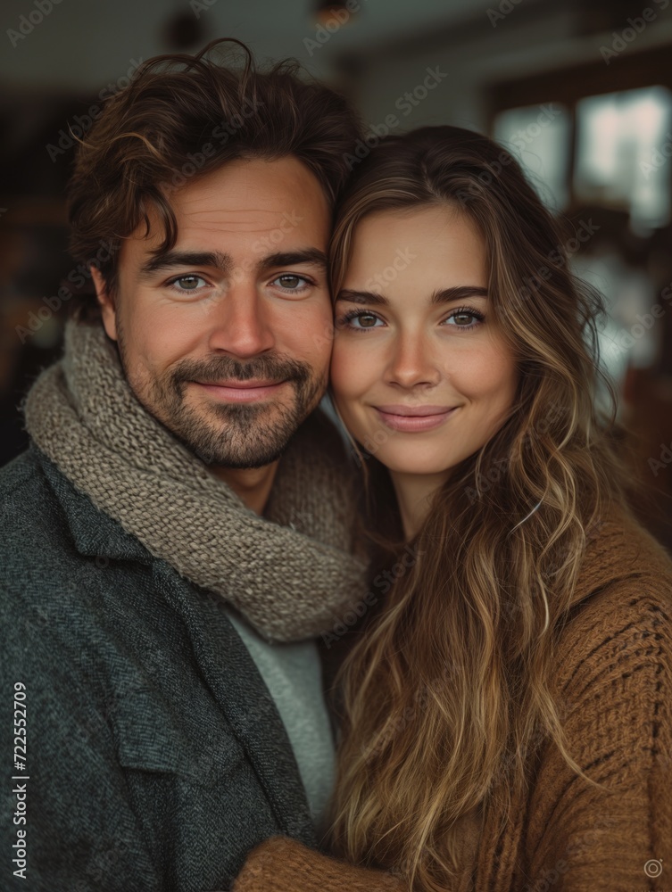 Happy loving couple hugging