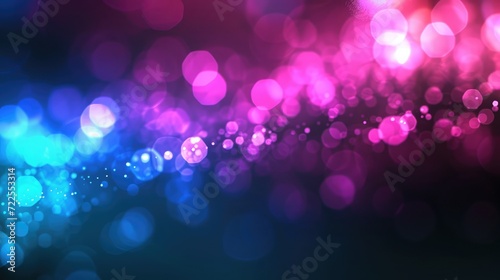 Neon blur glow. Color light overlay. Disco illumination. Defocused blue pink green ultraviolet radiance soft texture on dark abstract empty space background.