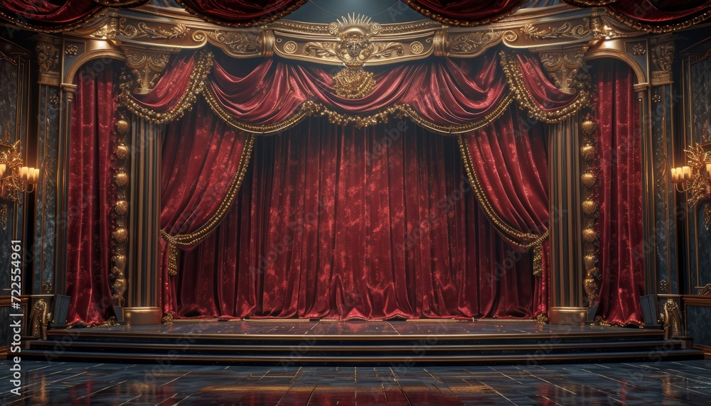 a theater with red curtains and gold trim a theater with red curtains and gold trim