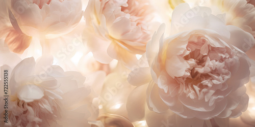 Out of focus, stunning interpretation of white and pink peonies. Peony flowers background