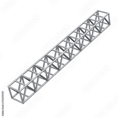 Steel truss beam seamless structure. 3d metal structure. 3d render of metal steel structure, industrial structure building with transparent background