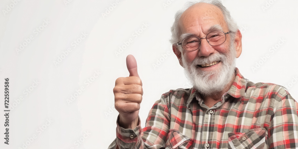 smiling elderly gray-haired man in glasses shows thumbs up on a colored background in the studio, pensioner, old age, grandfather, portrait of a mature person, beard, casual wear, gesture, happy smiling elderly gray-haired man in glasses shows thumbs up on a colored background in the studio, pensioner, old age, grandfather, portrait of a mature person, beard, casual wear, gesture, happy