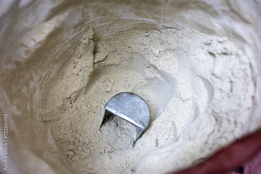 Obraz premium whole wheat flour for sale at retail shop from top angle at day