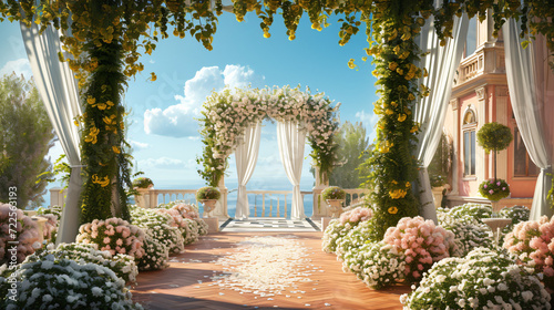 Beautiful Wedding Panoramic Banner Copy Space.