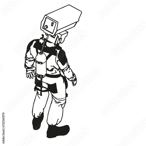 Isometric Black and White Charakter
