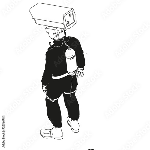 Isometric Black and White Charakter