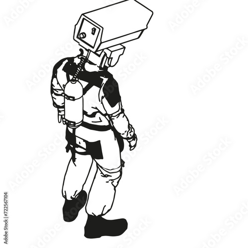 Isometric Black and White Charakter