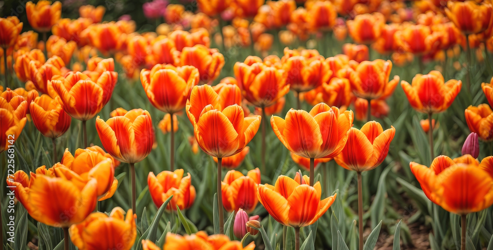 bright orange colored tulip flowers