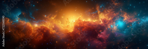 Abstract space background with stars, constellations and nebulae. Shining stars of the galaxy. Banner image.	
