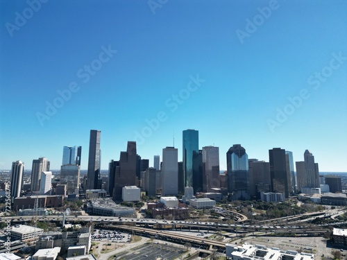 Houston skyline drone