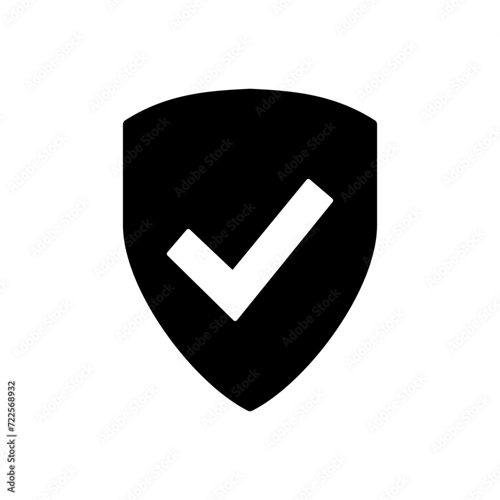 Shield check mark icon vector. Protection approve sign. Safe icon vector Shield check mark icon vector. Protection approve sign. Safe icon vector