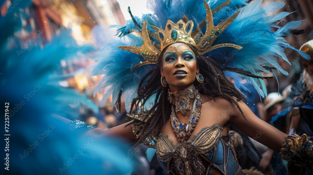 Vibrant Rio Carnival Dancer in Stunning Costume