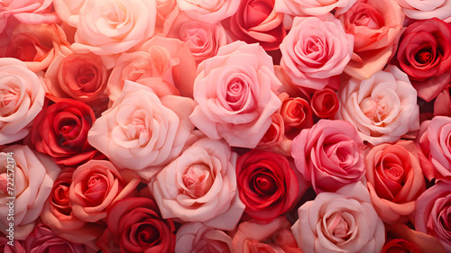 Background of Mixed Roses for Valentine   s Day