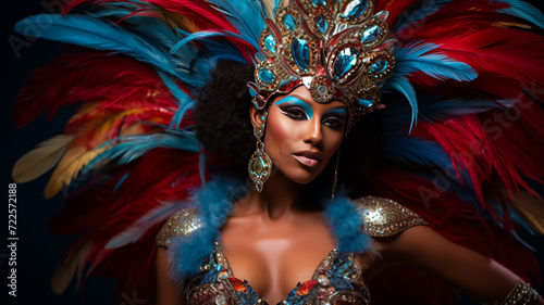 Vibrant Rio Carnival Dancer in Stunning Costume