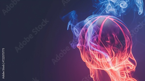 Vibrant smoke emitting from basketball ball on black background, creating a stunning visual effect © Ilja