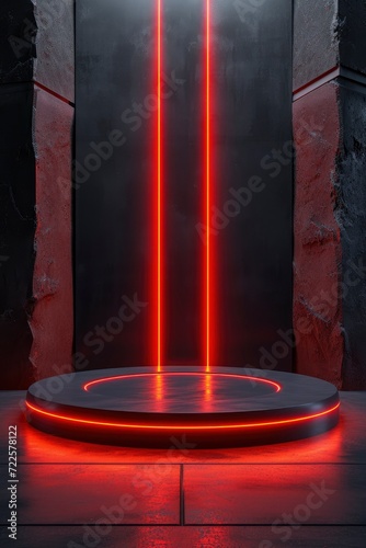 podium with gaming background, mockup display stand for product presentation, hyper detailed, photorealistic, 16K, ultra realistic, no watermark - generative ai
