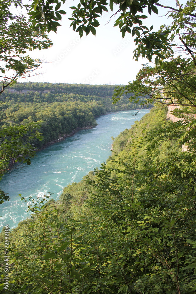 a view of the river from a hillside