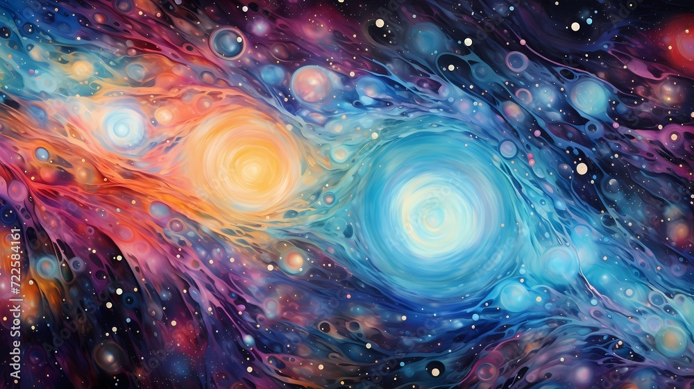 Intriguing abstract pattern resembling celestial bodies in space, with cosmic colors and ethereal textures