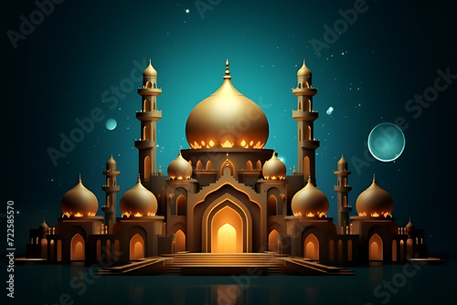 Islamic background suitable for Eid al-Fitr greetings  Eid al-Adha Muharram  Ramadhan. Mosque background.