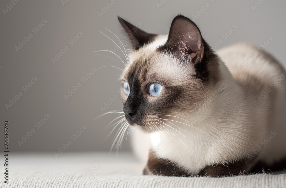 Siamese cat in gentle indoor light