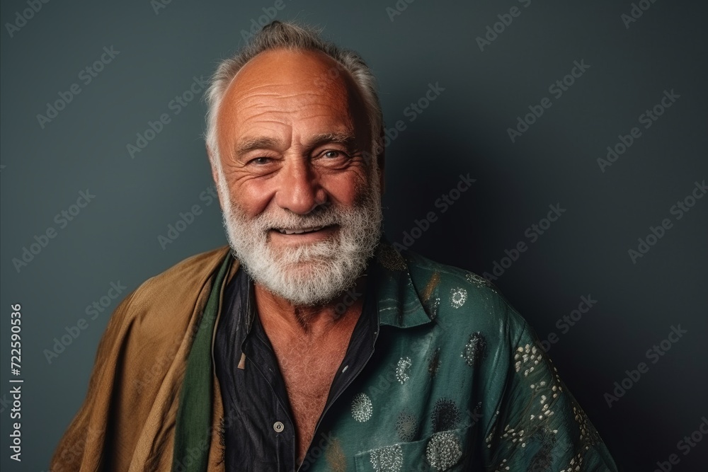 Portrait of a senior man with grey hair and beard smiling at the camera. Portrait of a senior man with grey hair and beard smiling at the camera.