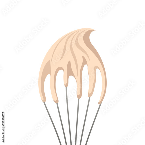 Whisk with whipped cream. Baking, bakery shop, cooking, sweet food, dessert, pastry concept. Vector illustration for poster, banner, cover, card, postcard, menu.