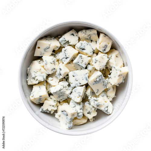 A Bowl of Blue Cheese Isolated on a Transparent Background 