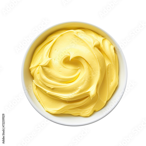A Bowl of Yellow Frosting Isolated on a Transparent Background