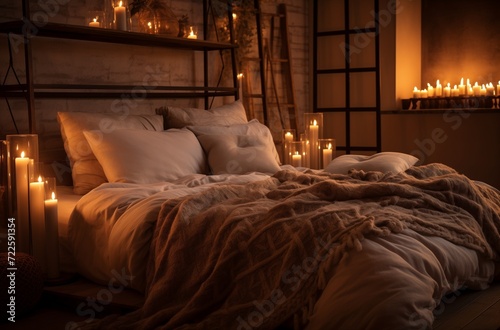 Cozy bedroom with candlelight