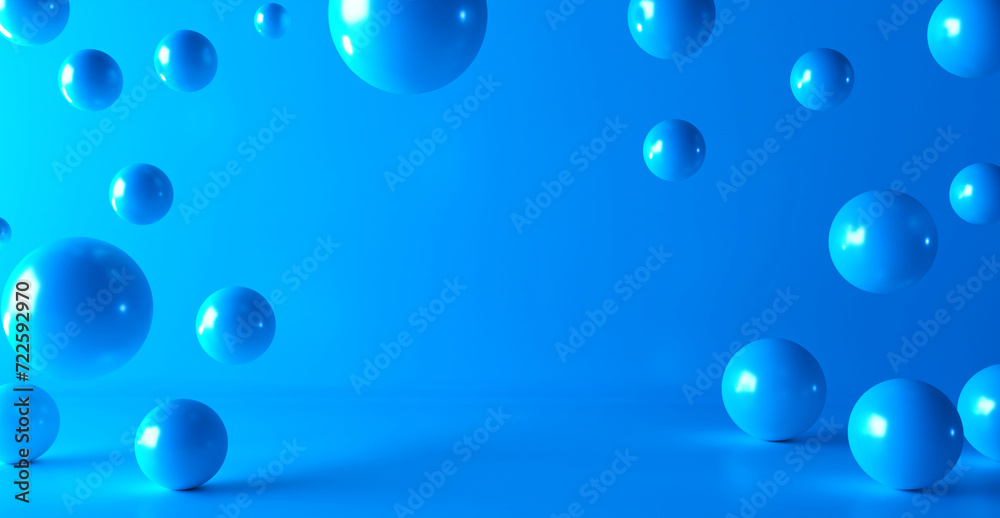 Floating spheres 3d rendering empty space for product show. Floating spheres 3d rendering empty space for product show.