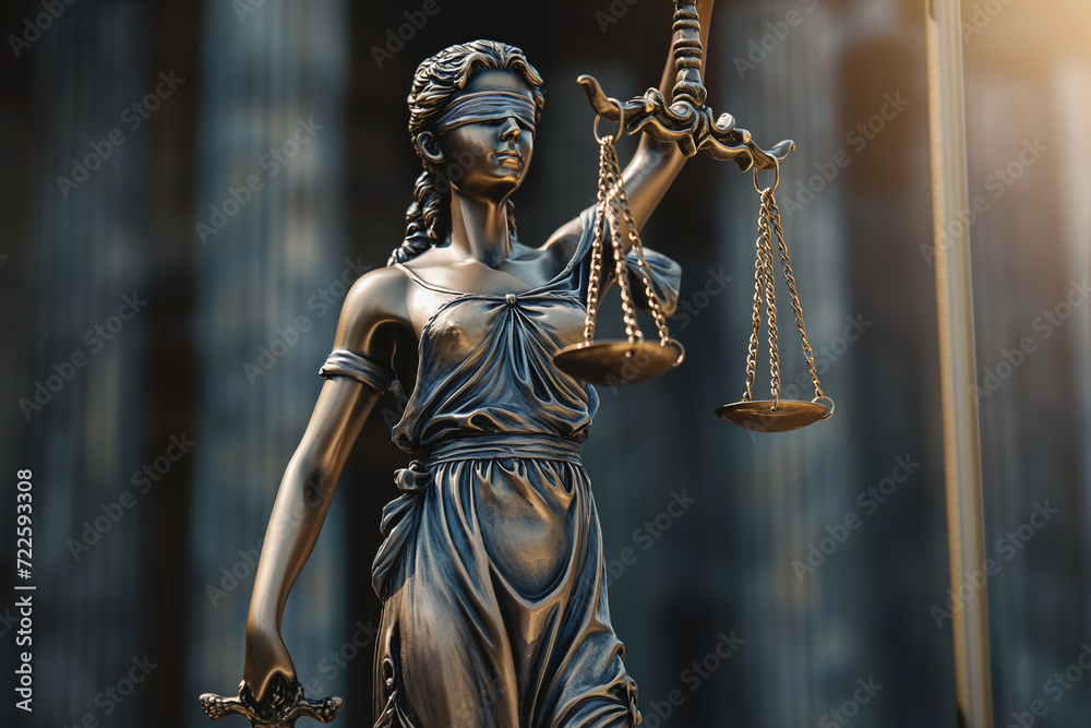 Statue of Lady Justice Holding Sword and Scale