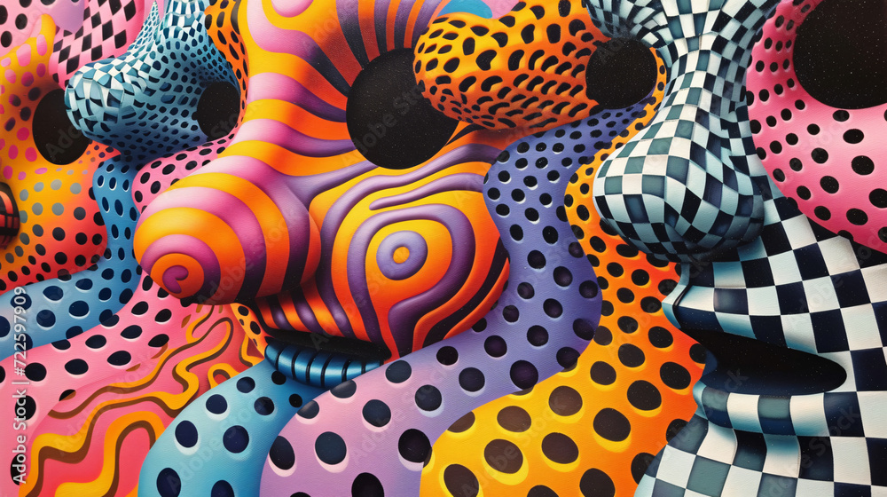 Illustration graphic of a 3D rendered object with vibrant texture. Illustration graphic of a 3D rendered object with vibrant texture.