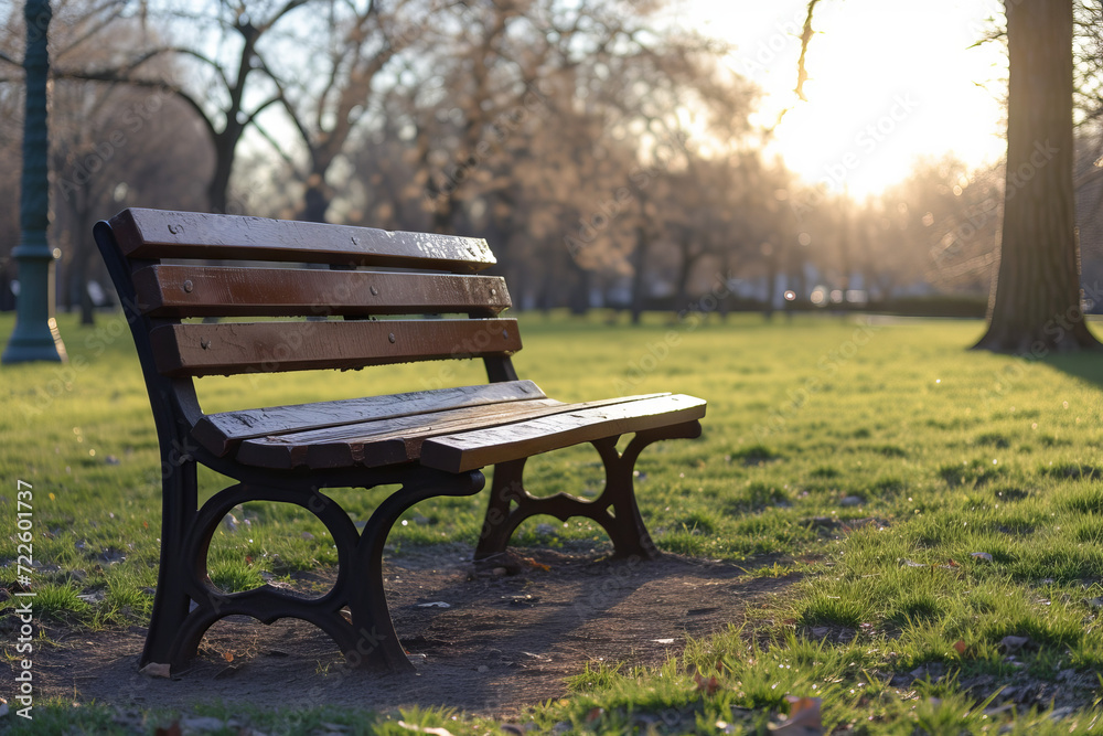 Serene Park Bench on a Sunny Day