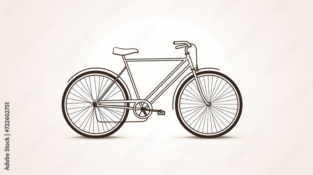 Minimalist black and white line drawing of a bicycle, showcasing the simplicity and elegance of classic bike design