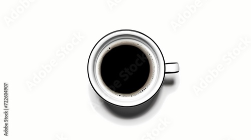 Minimalist black and white line drawing of a coffee cup, focusing on the clean and simple forms of everyday objects