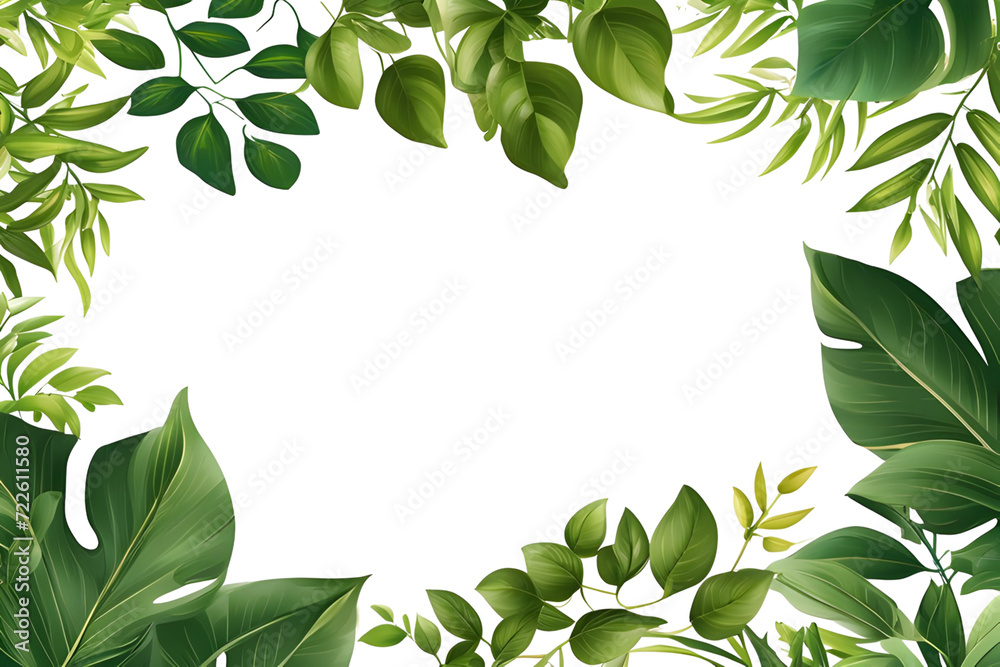Green Leaves Frame Border PNG Transparent Background
