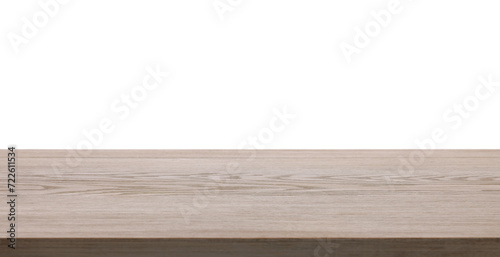 Empty light wooden table isolated on white