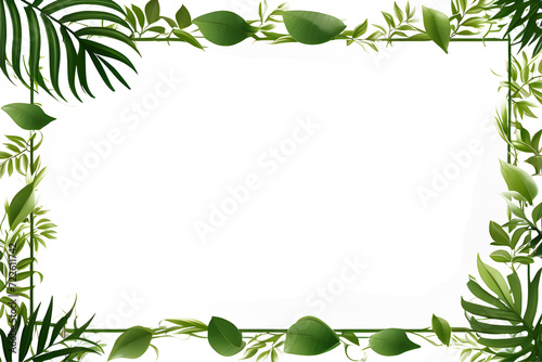 Green Leaves Frame Border PNG Transparent Background