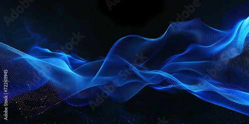 a blue wave flowing on a black background