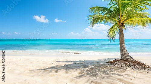 Miami vice tropical scene with blurred beach background and copy space for text