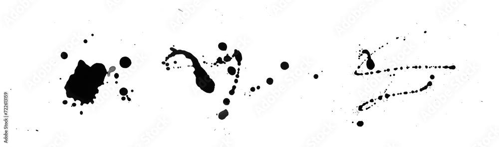 Blots of black ink isolated on white, top view Blots of black ink isolated on white, top view