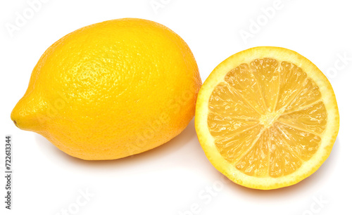 Lemon whole and slice isolated on white background