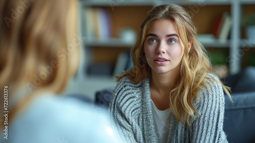 Wallpaper Mural Two Women Engaged in Conversation on a Couch Torontodigital.ca
