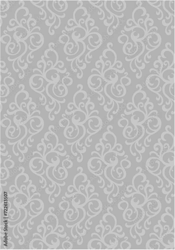 Seamless Damask Pattern On Gray Background
