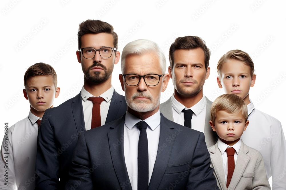 Close up photo group of father, holding baby, smiling on camera. Generative AI. Close up photo group of father, holding baby, smiling on camera. Generative AI.