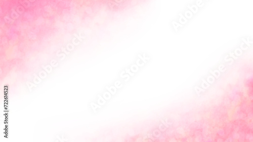 水彩フレーム 素材 ピンク シンプル 枠 テクスチャ にじみ 春イメージ 白背景 白バック 透過 16:9