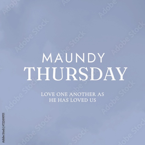 Composition of maundy thursday text over sky with clouds